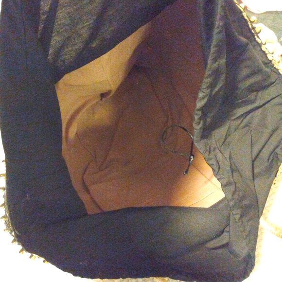 Handmade Braided Straw Basket Tote Boho Crochet Beaded Trim Drawstring Bag - Picture 9 of 10